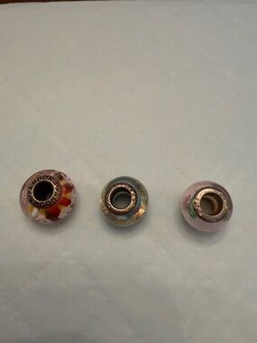 Pandora Multicolor Glass Charm Set - Red Pink Blue